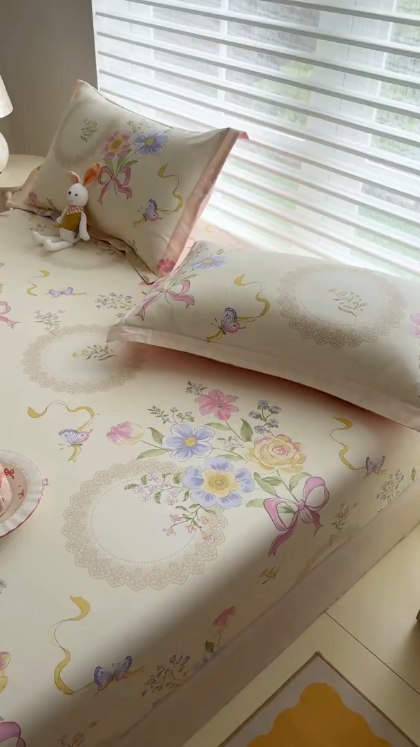 91家纺网 家纺一手货源 找家纺 壹贝家纺 2026新款全棉印花床笠系列 新恰如初