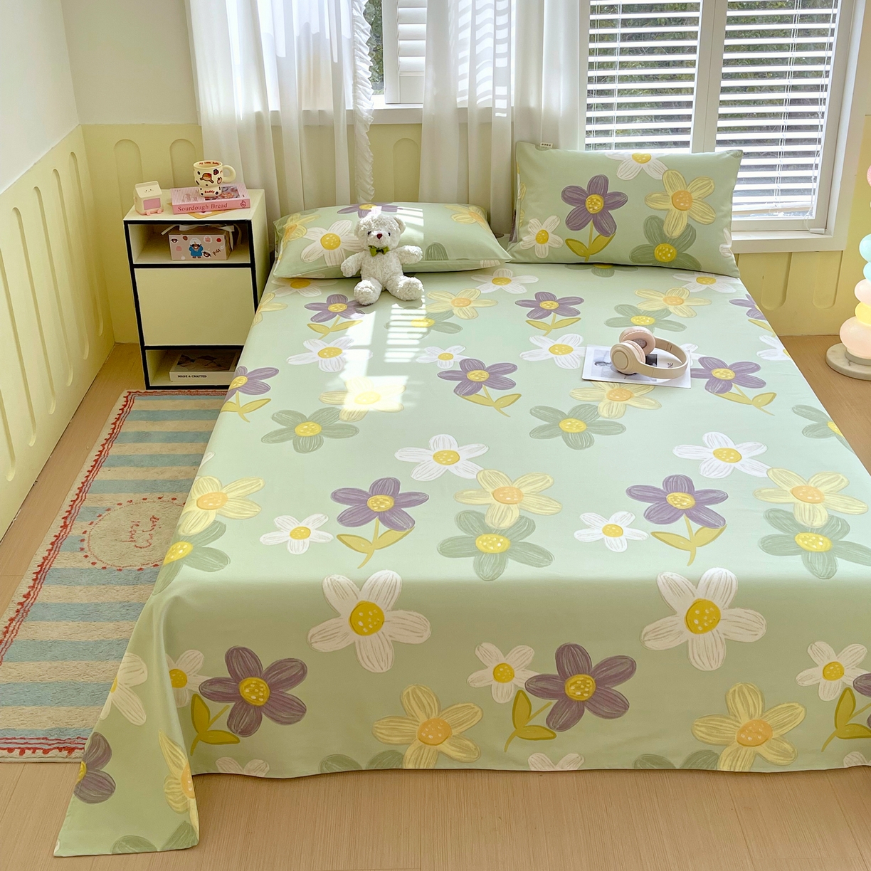 91家纺网 家纺一手货源 找家纺 金鑫汇家纺 2026新款全棉老粗布单品床单系列 五彩缤纷