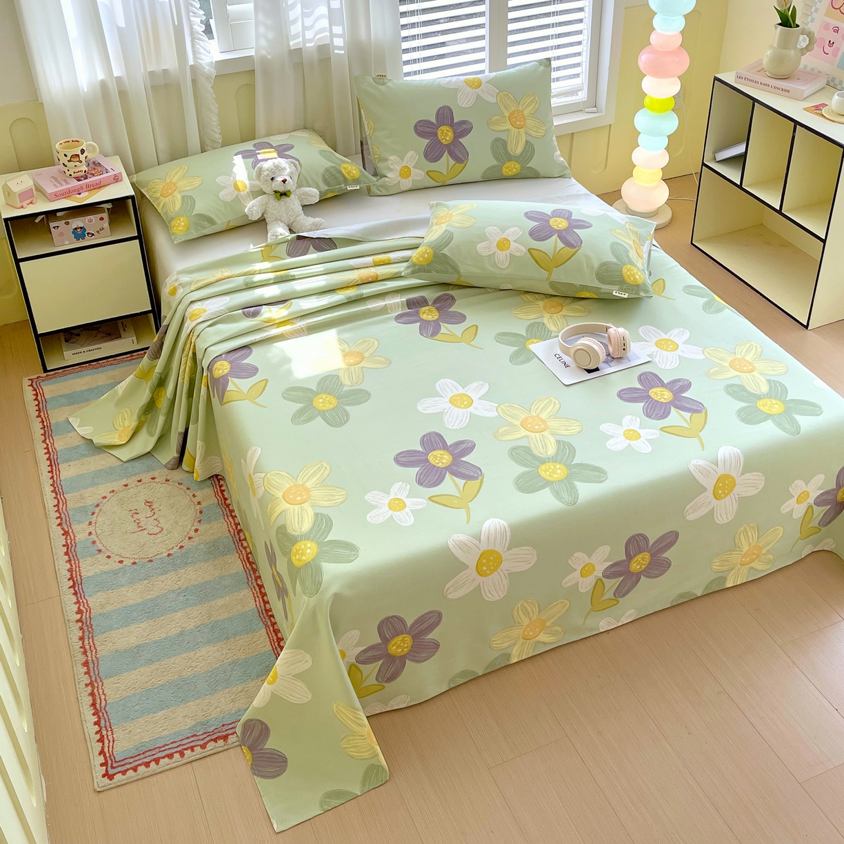 91家纺网 家纺一手货源 找家纺 金鑫汇家纺 2026新款全棉老粗布单品床单系列 五彩缤纷