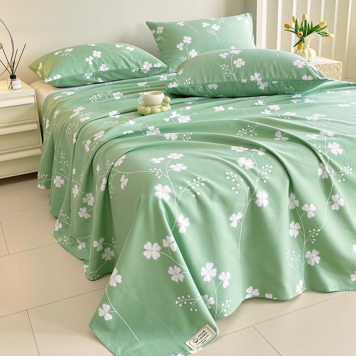 91家纺网 家纺一手货源 找家纺 金鑫汇家纺 2026新款全棉老粗布单品床单系列 优雅田园