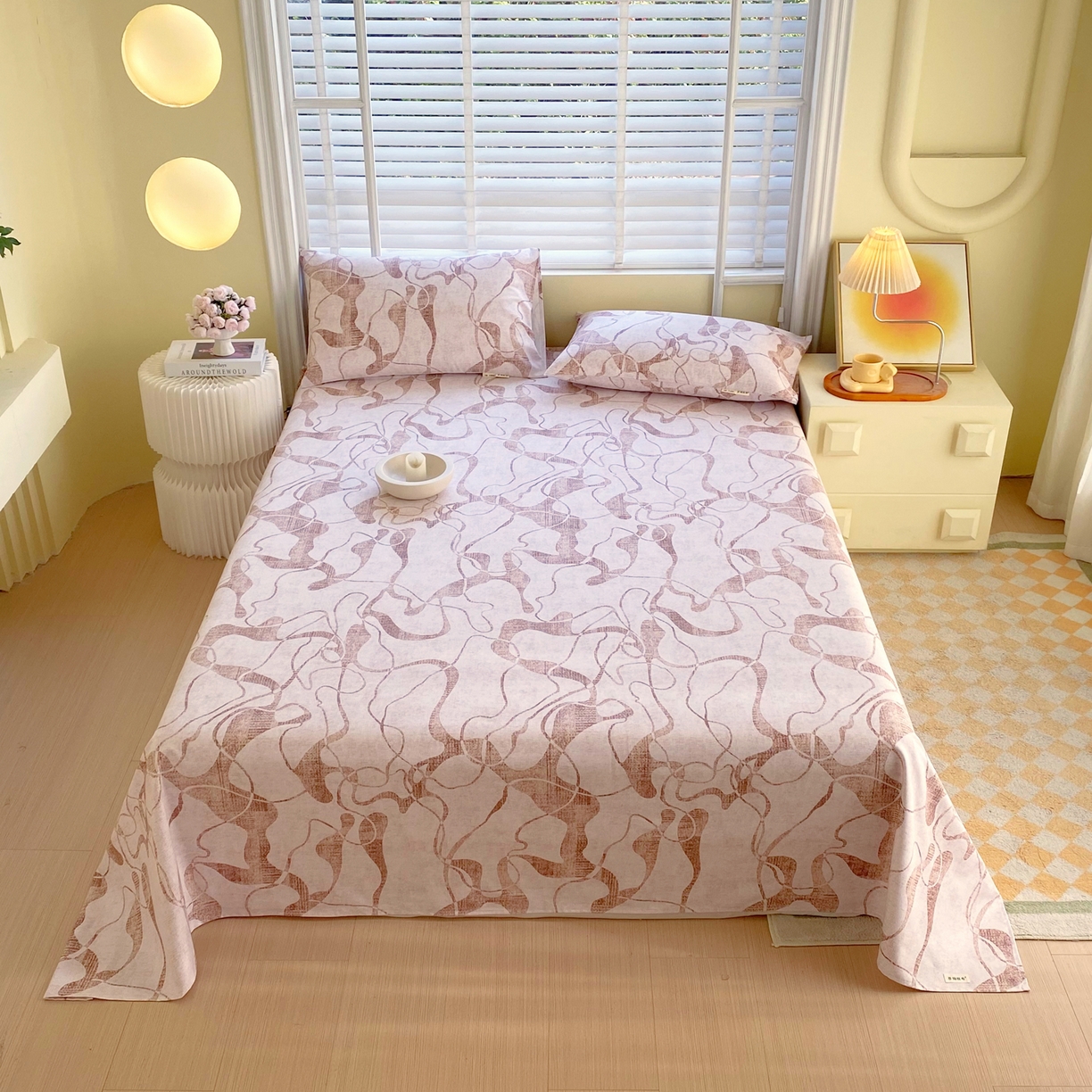 91家纺网 家纺一手货源 找家纺 金鑫汇家纺 2026新款全棉老粗布单品床单系列 米亚红