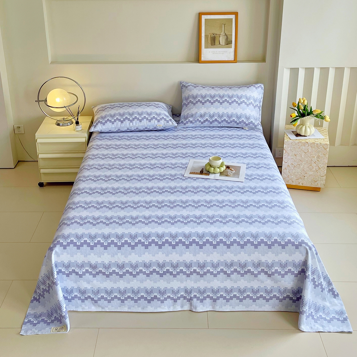 91家纺网 家纺一手货源 找家纺 金鑫汇家纺 2026新款全棉老粗布单品床单系列 燕南飞-蓝