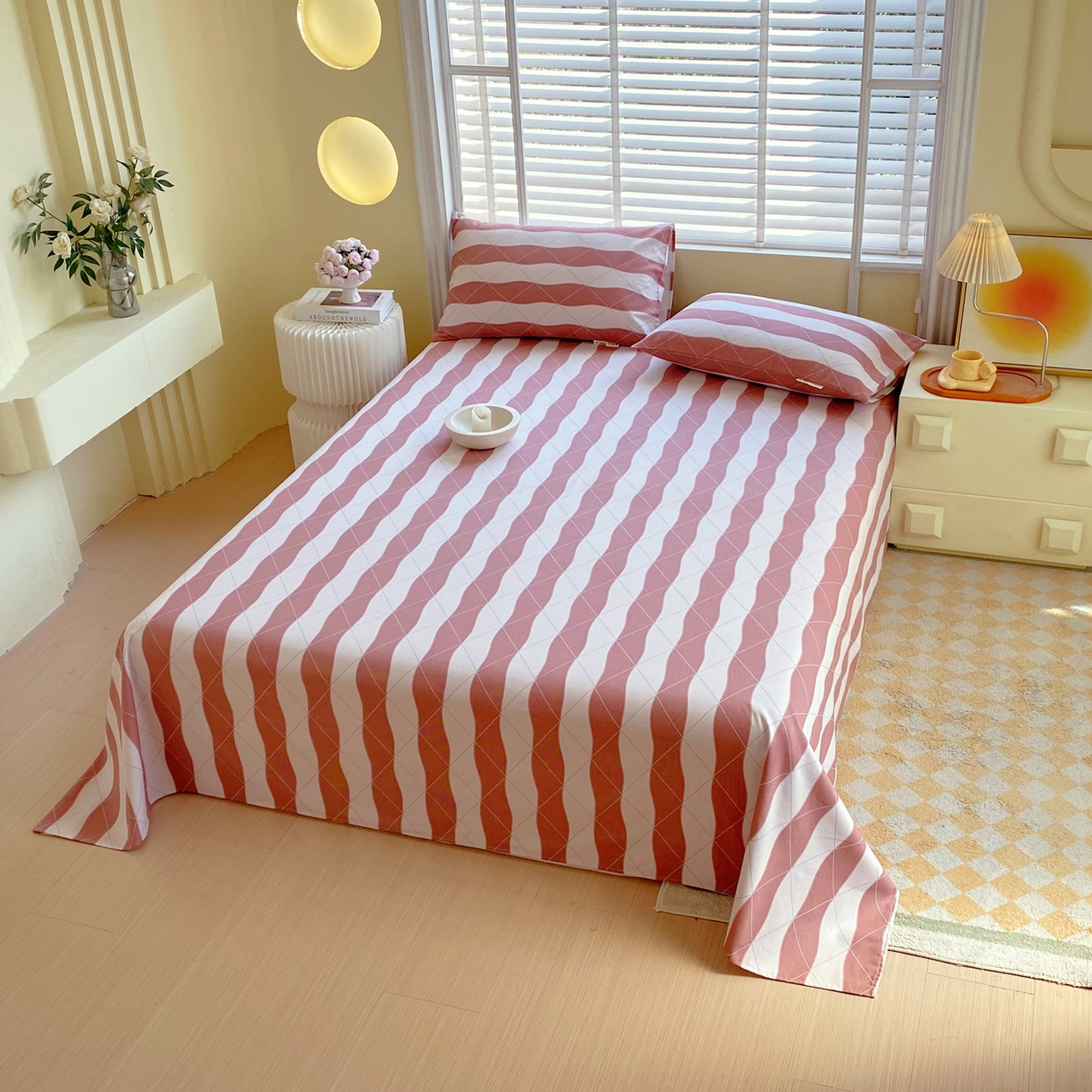 91家纺网 家纺一手货源 找家纺 金鑫汇家纺 2026新款全棉老粗布单品床单系列 雅致