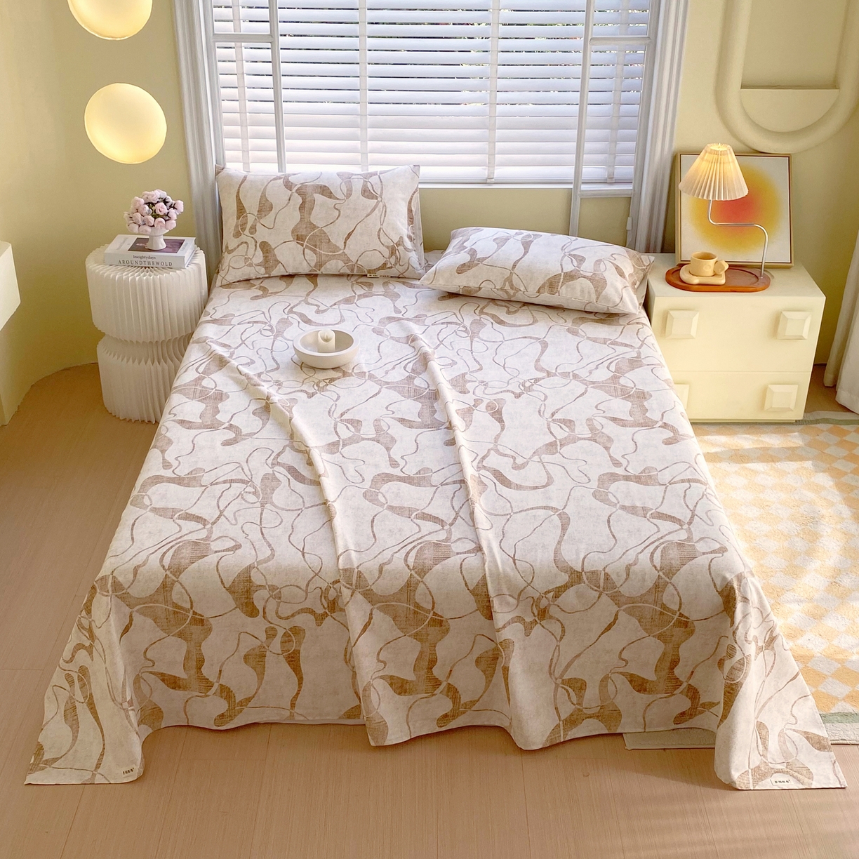 91家纺网 家纺一手货源 找家纺 金鑫汇家纺 2026新款全棉老粗布单品床单系列 米亚黄