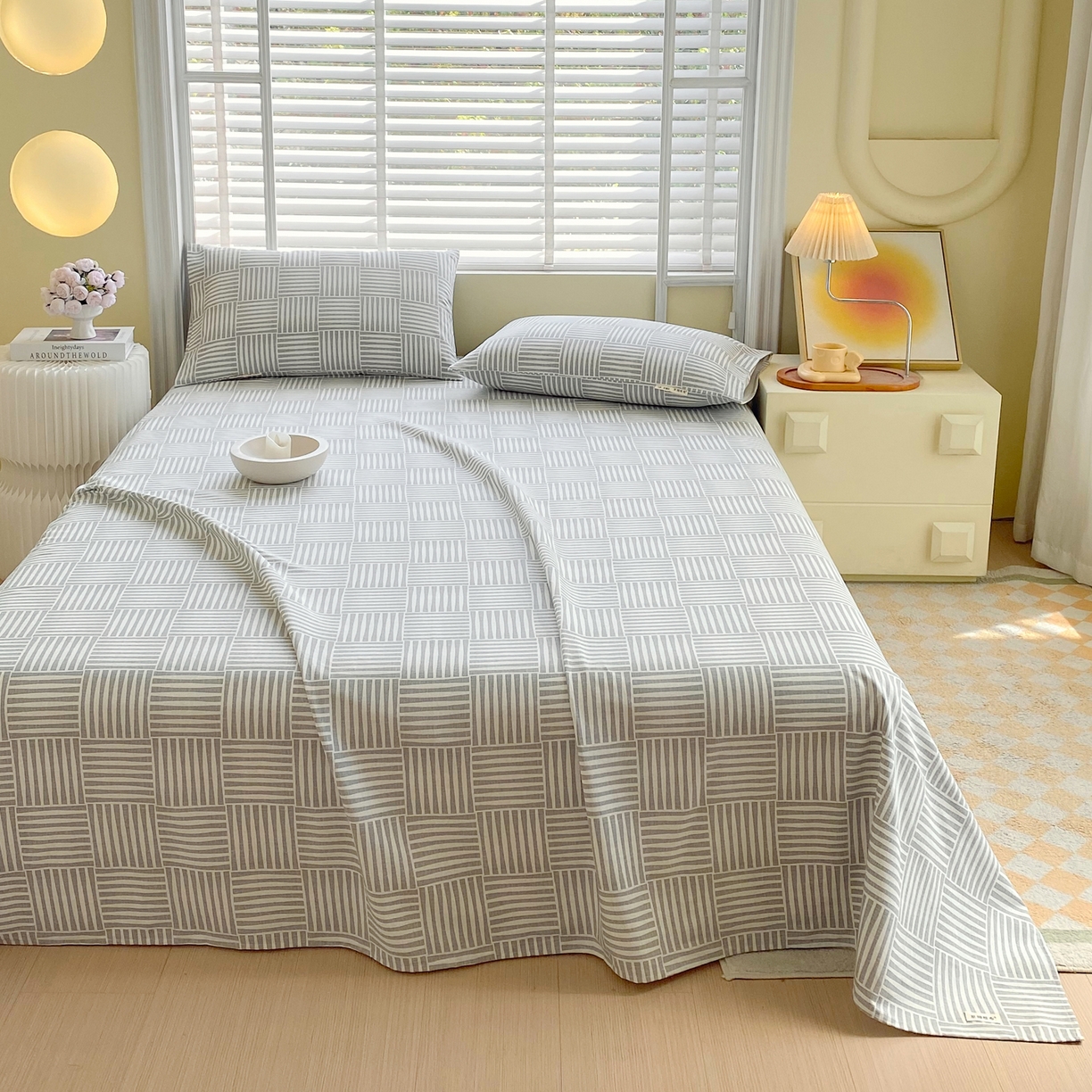 91家纺网 家纺一手货源 找家纺 金鑫汇家纺 2026新款全棉老粗布单品床单系列 休闲时光