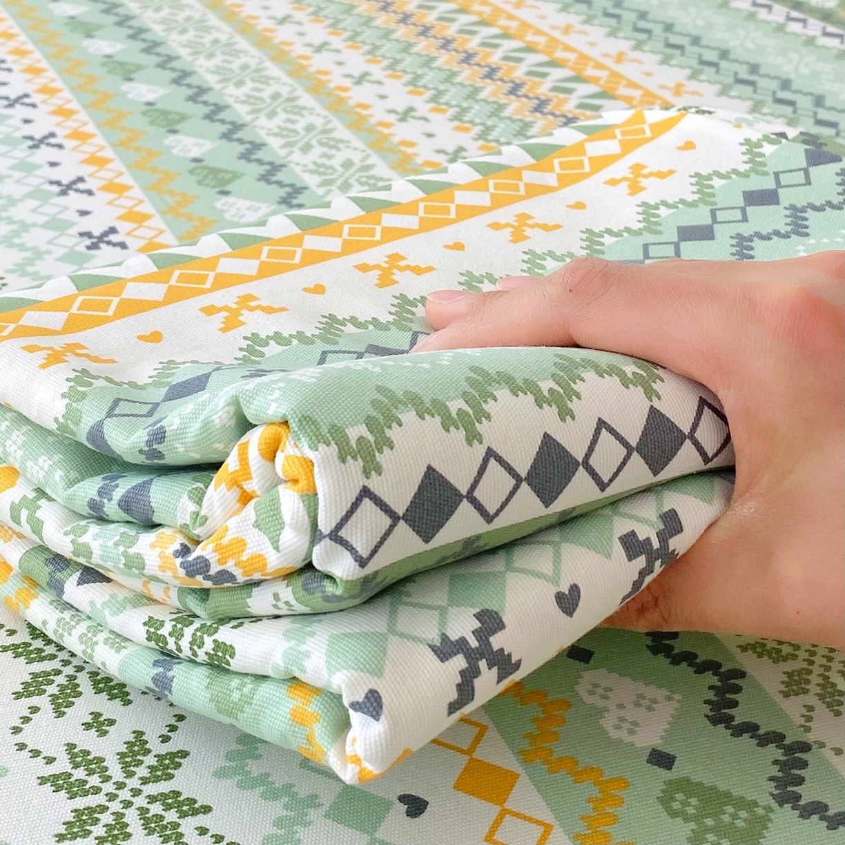 91家纺网 家纺一手货源 找家纺 金鑫汇家纺 2026新款全棉老粗布单品床单系列 星辰-绿