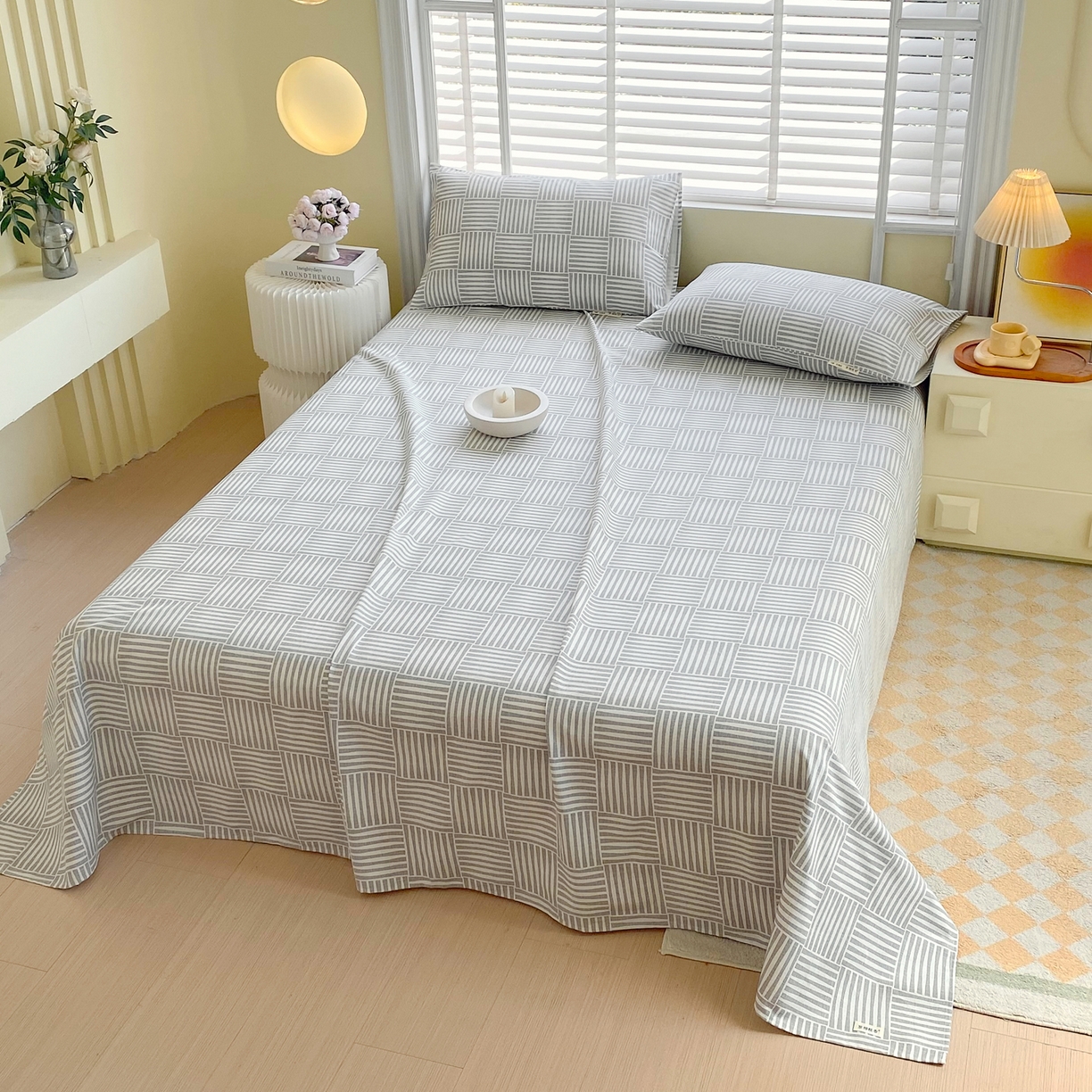 91家纺网 家纺一手货源 找家纺 金鑫汇家纺 2026新款全棉老粗布单品床单系列 休闲时光