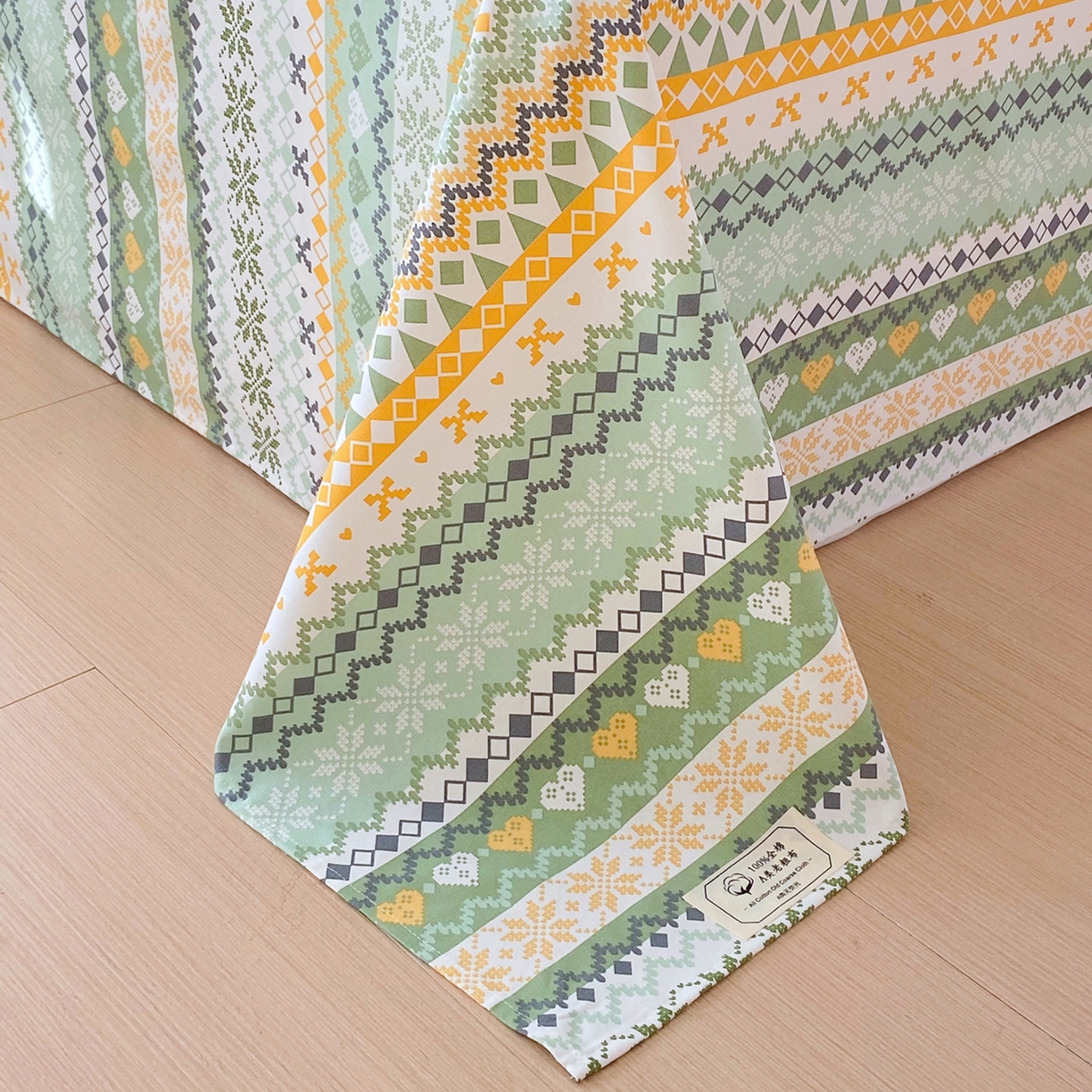 91家纺网 家纺一手货源 找家纺 金鑫汇家纺 2026新款全棉老粗布单品床单系列 星辰-绿