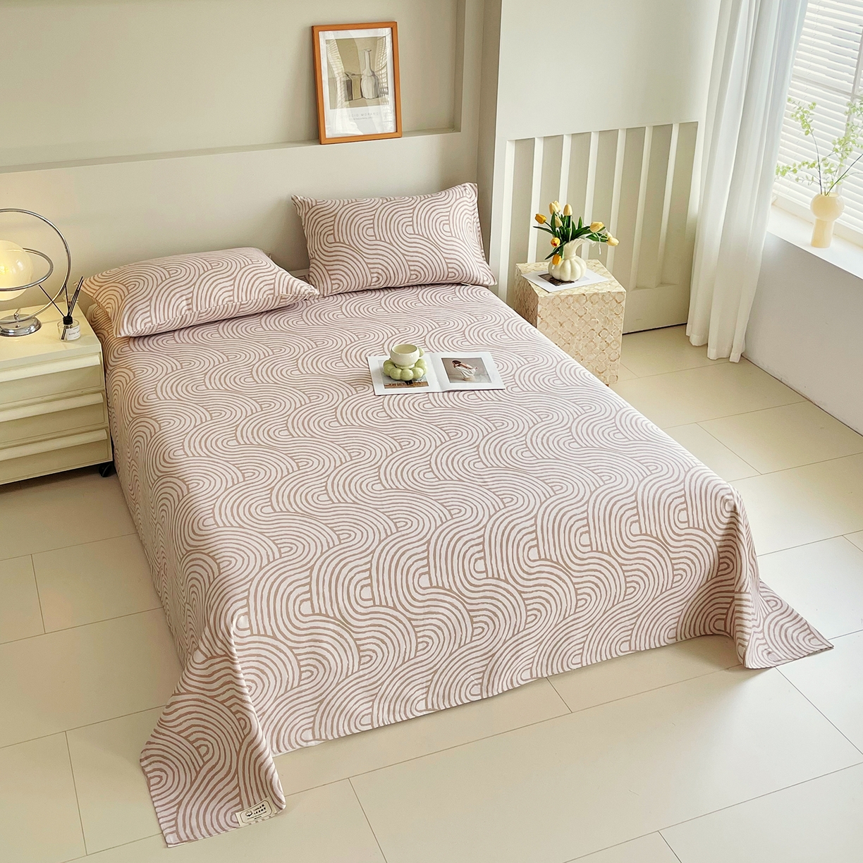 91家纺网 家纺一手货源 找家纺 金鑫汇家纺 2026新款全棉老粗布单品床单系列 木轮世界