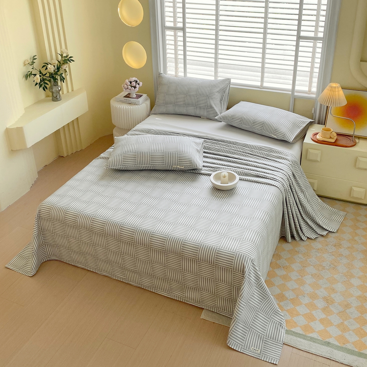 91家纺网 家纺一手货源 找家纺 金鑫汇家纺 2026新款全棉老粗布单品床单系列 休闲时光