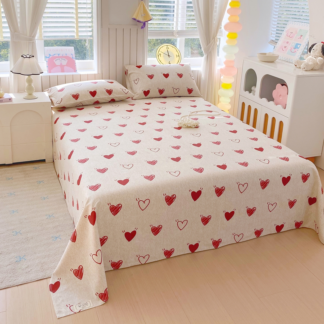 91家纺网 家纺一手货源 找家纺 金鑫汇家纺 2026新款全棉老粗布单品床单系列 心语