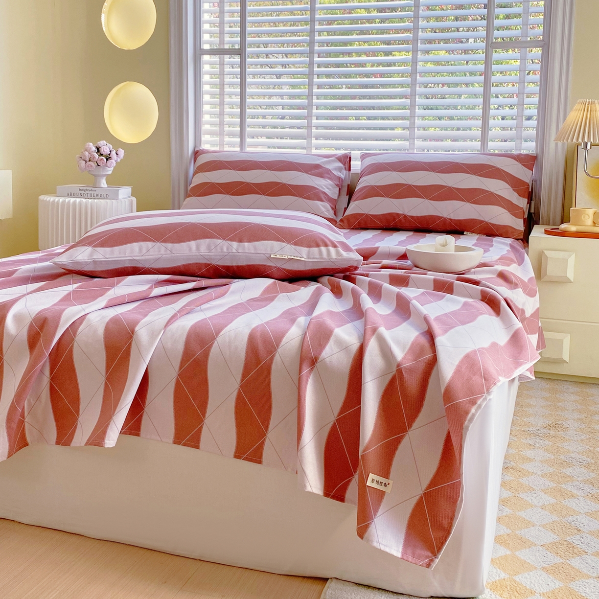 91家纺网 家纺一手货源 找家纺 金鑫汇家纺 2026新款全棉老粗布单品床单系列 雅致