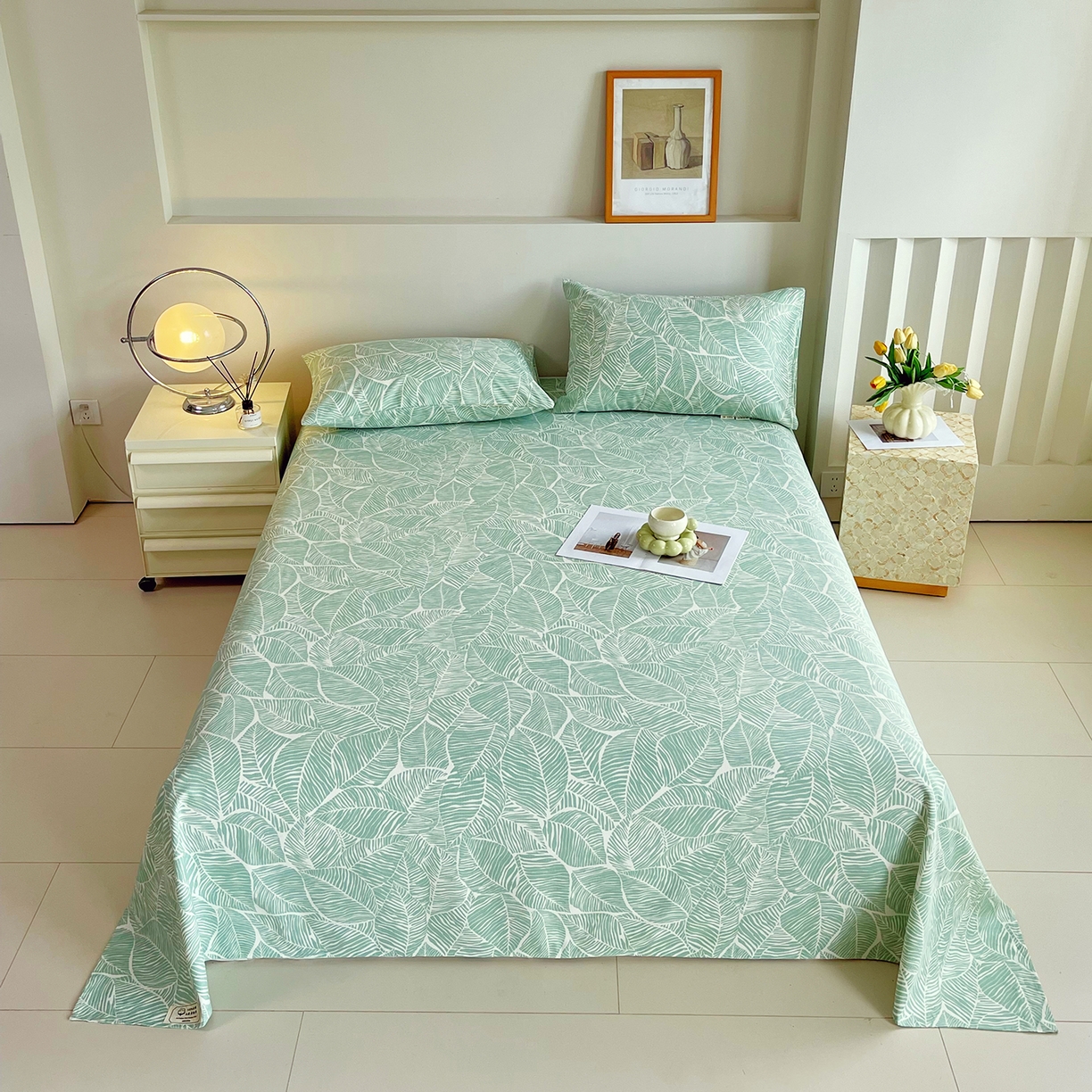 91家纺网 家纺一手货源 找家纺 金鑫汇家纺 2026新款全棉老粗布单品床单系列 绿色心情