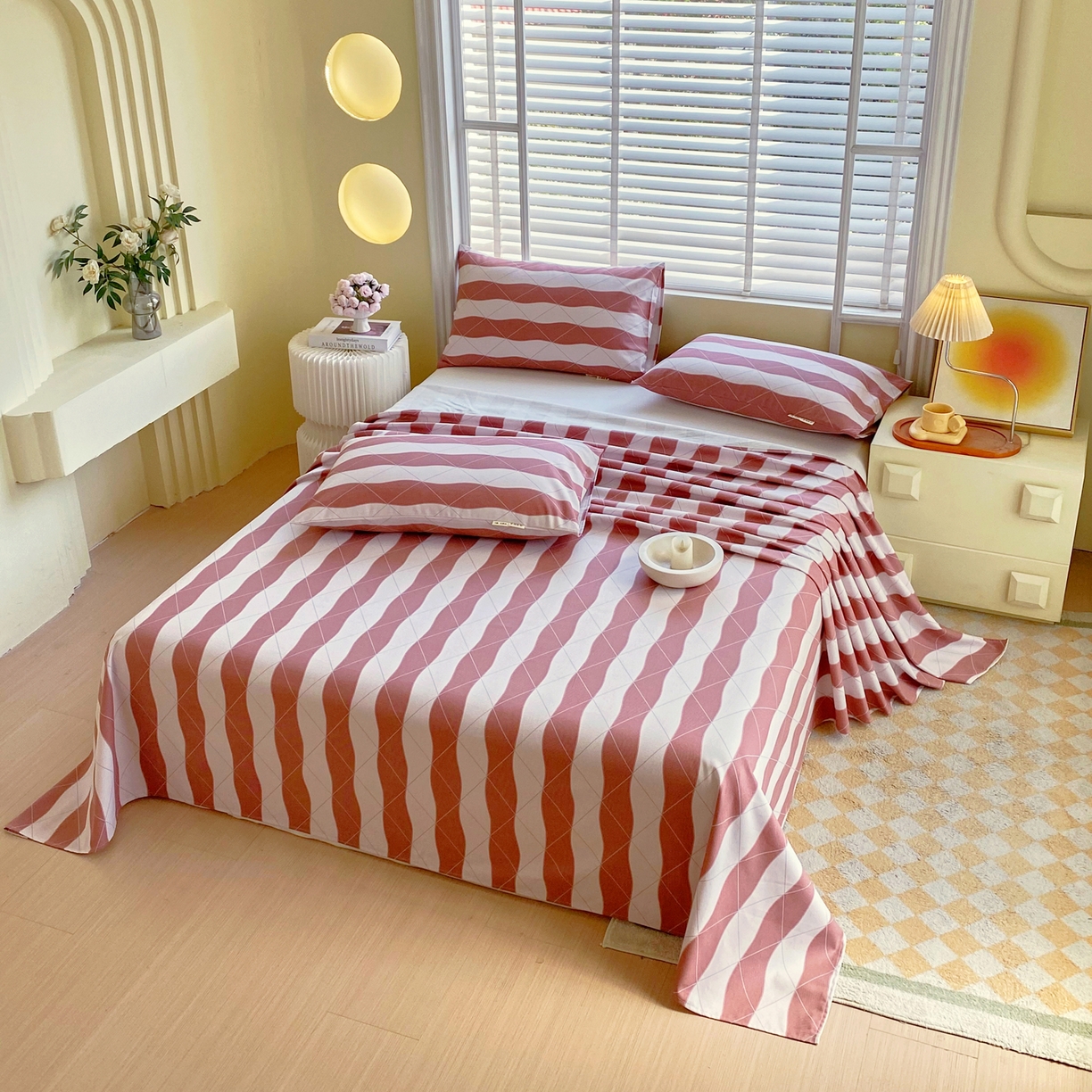 91家纺网 家纺一手货源 找家纺 金鑫汇家纺 2026新款全棉老粗布单品床单系列 雅致