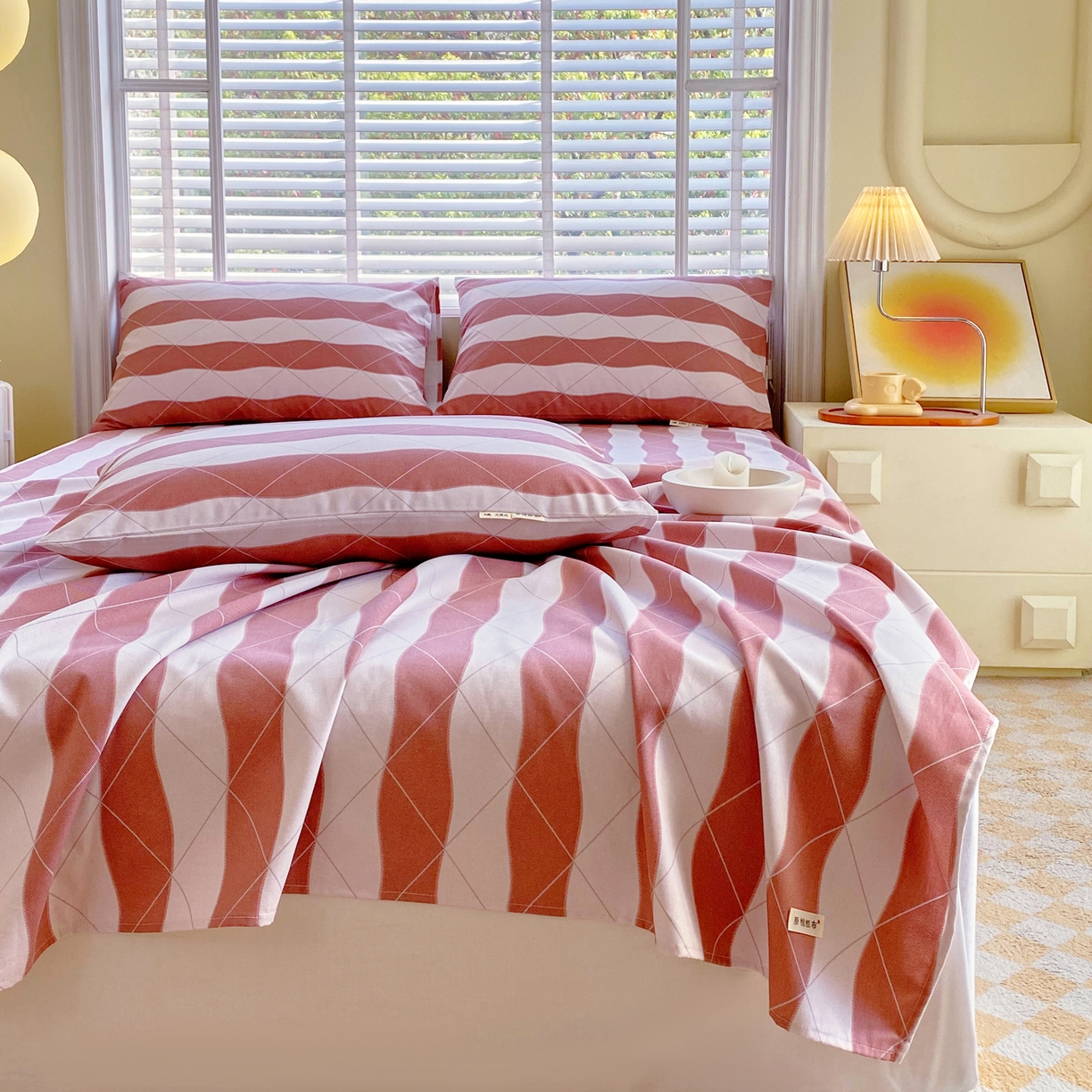 91家纺网 家纺一手货源 找家纺 金鑫汇家纺 2026新款全棉老粗布单品床单系列 雅致