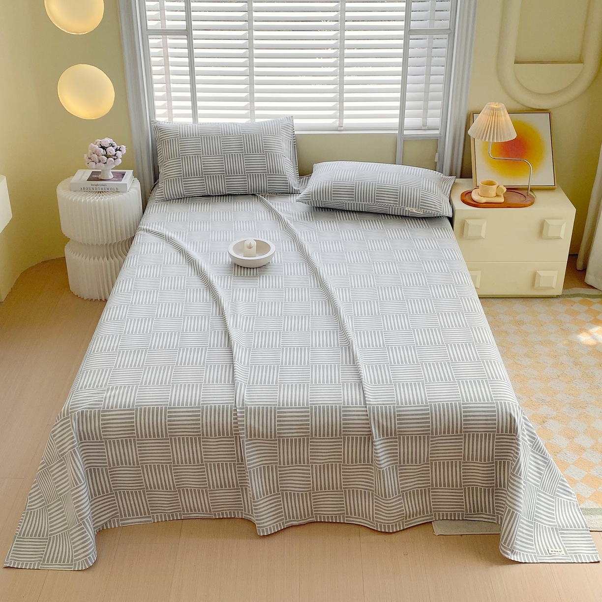 91家纺网 家纺一手货源 找家纺 金鑫汇家纺 2026新款全棉老粗布单品床单系列 休闲时光