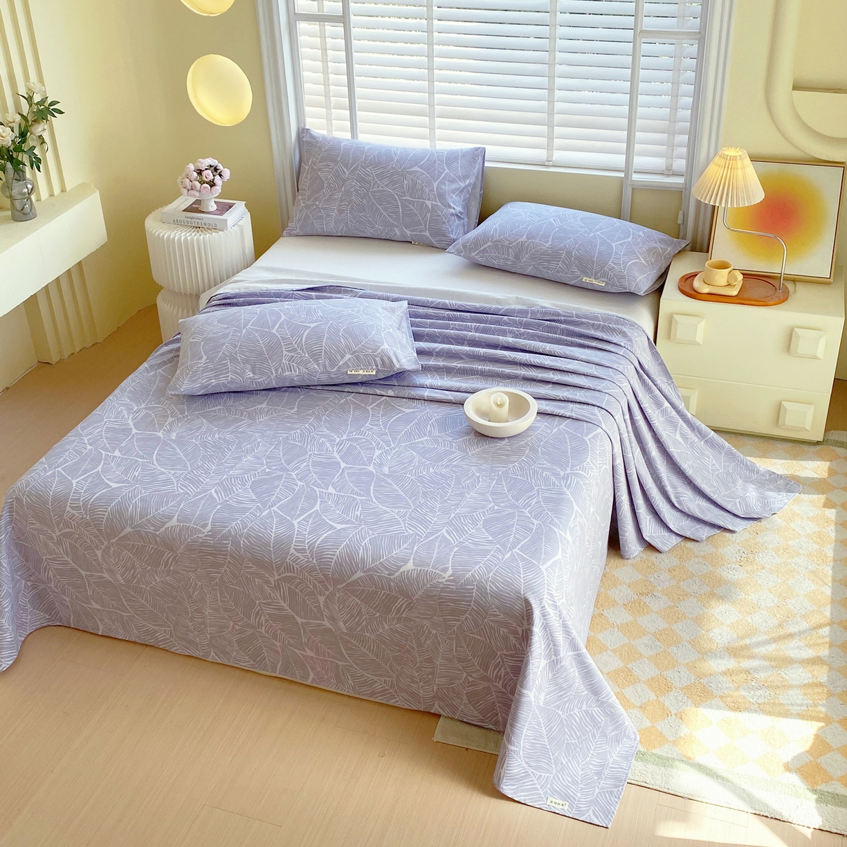 91家纺网 家纺一手货源 找家纺 金鑫汇家纺 2026新款全棉老粗布单品床单系列 千叶