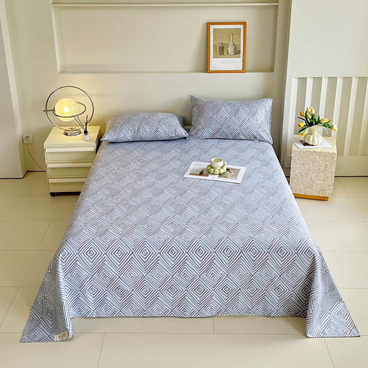 91家纺网 家纺一手货源 找家纺 金鑫汇家纺 2026新款全棉老粗布单品床单系列 梦幻迷宫-灰