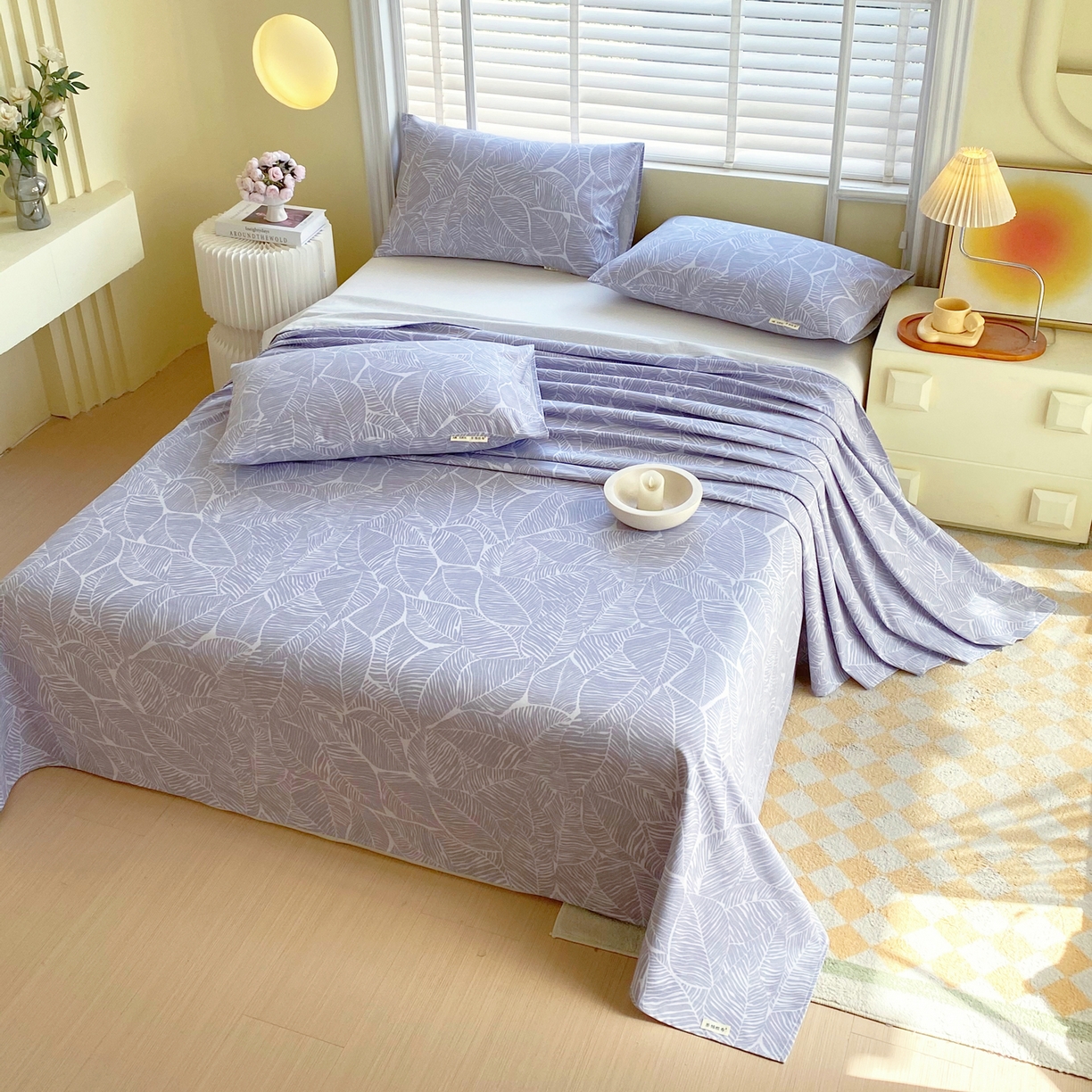 91家纺网 家纺一手货源 找家纺 金鑫汇家纺 2026新款全棉老粗布单品床单系列 千叶