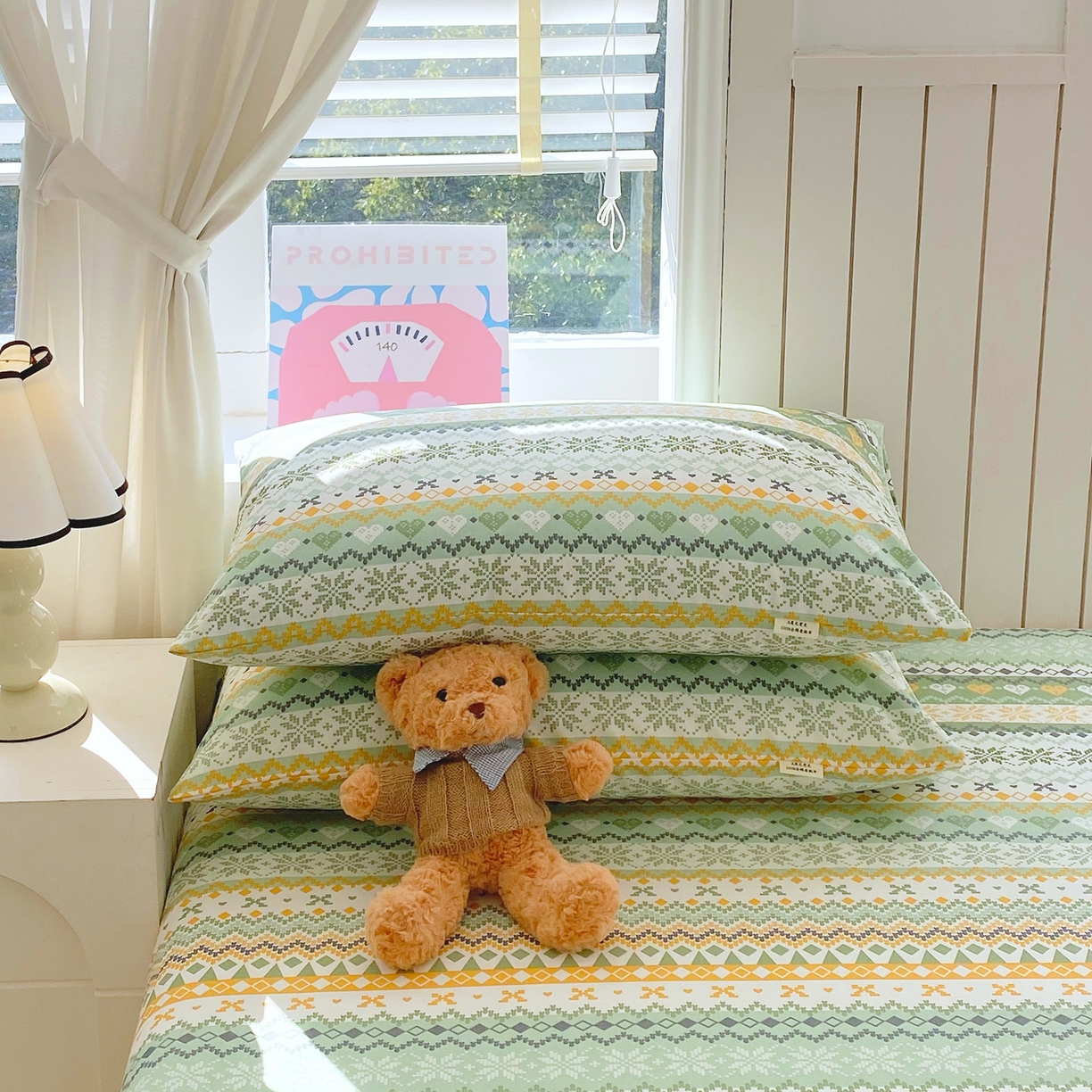 91家纺网 家纺一手货源 找家纺 金鑫汇家纺 2026新款全棉老粗布单品床单系列 星辰-绿