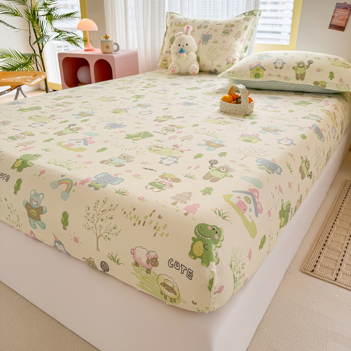 91家纺网 家纺一手货源 找家纺 壹贝家纺 2026新款全棉印花床笠系列 幸福之家