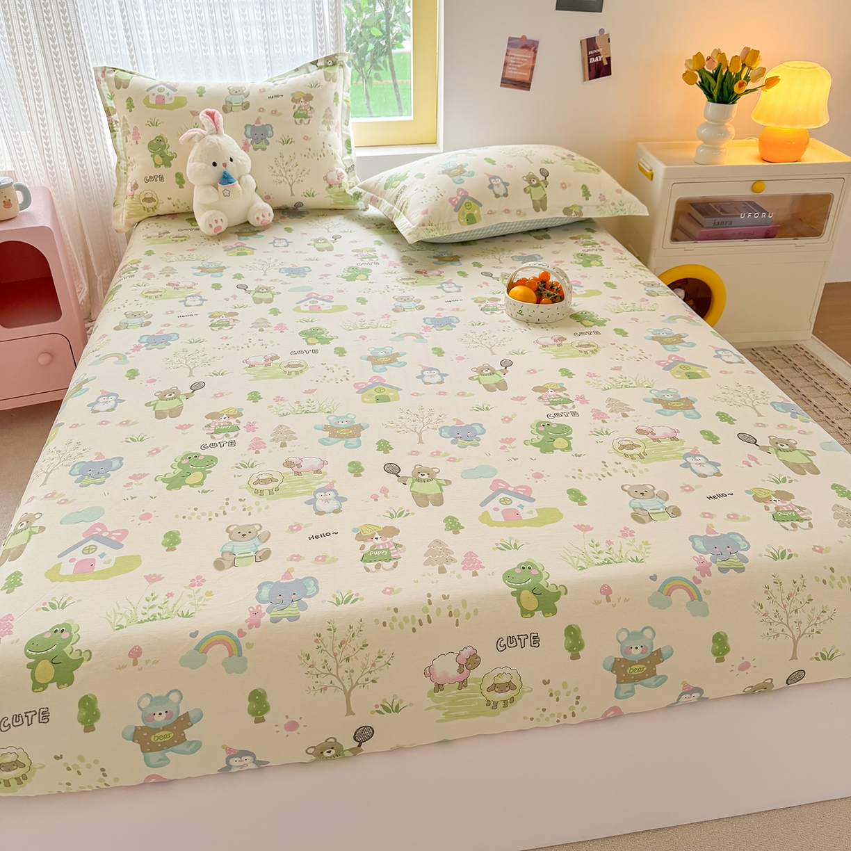 91家纺网 家纺一手货源 找家纺 壹贝家纺 2026新款全棉印花床笠系列 幸福之家