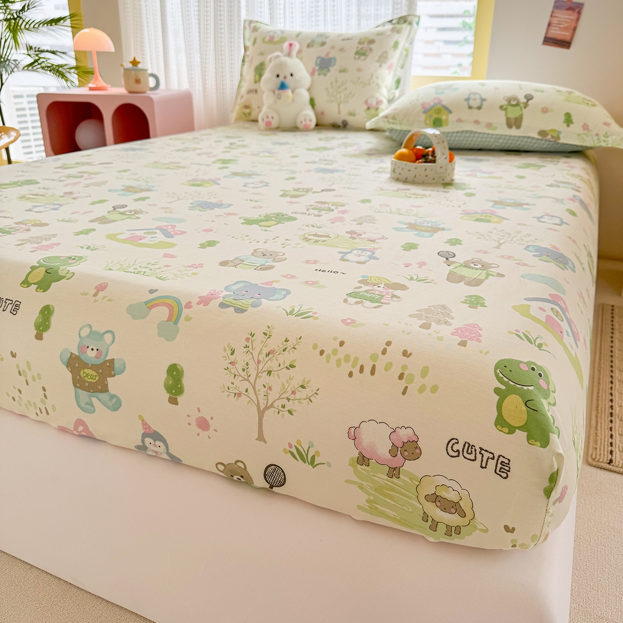 91家纺网 家纺一手货源 找家纺 壹贝家纺 2026新款全棉印花床笠系列 幸福之家