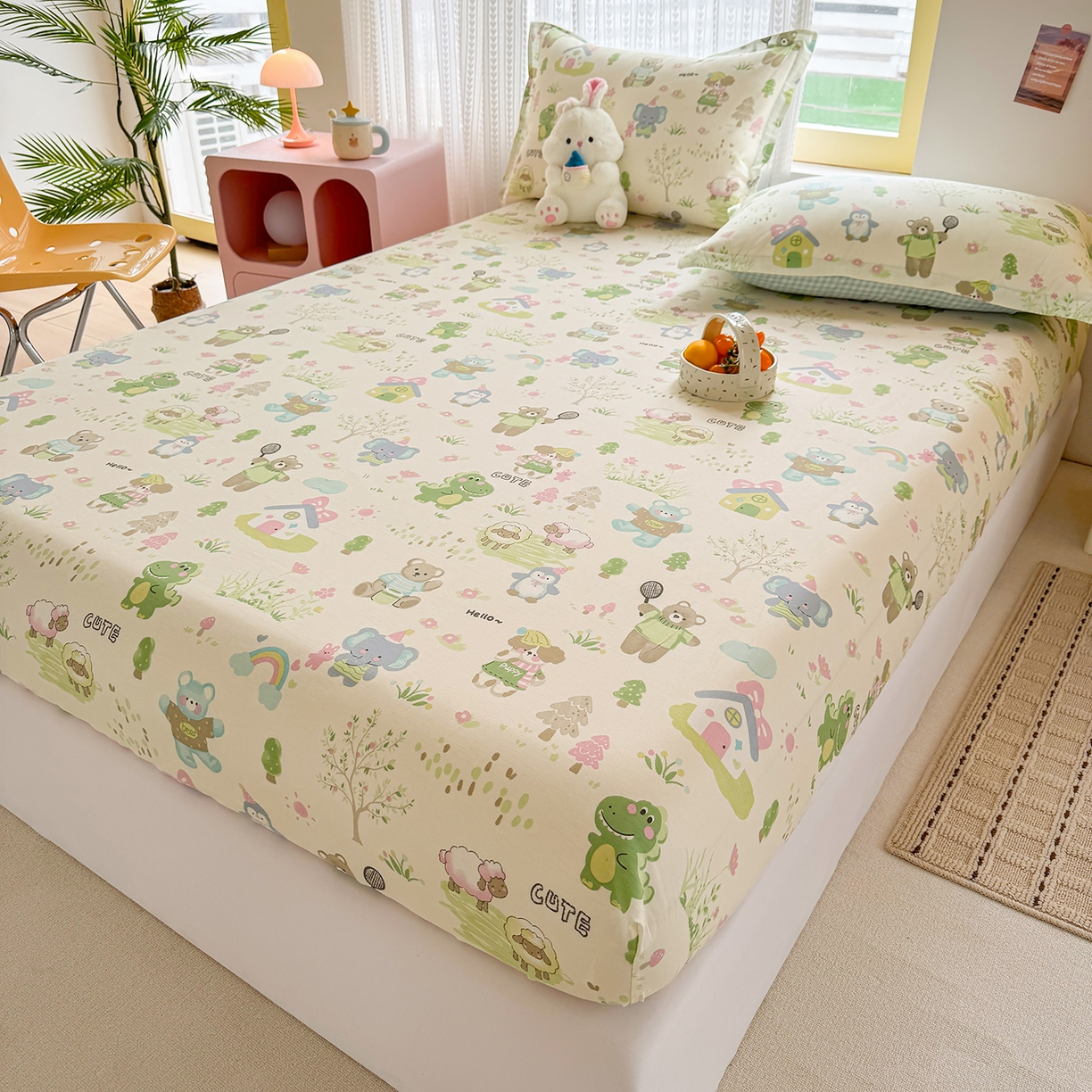 91家纺网 家纺一手货源 找家纺 壹贝家纺 2026新款全棉印花床笠系列 幸福之家