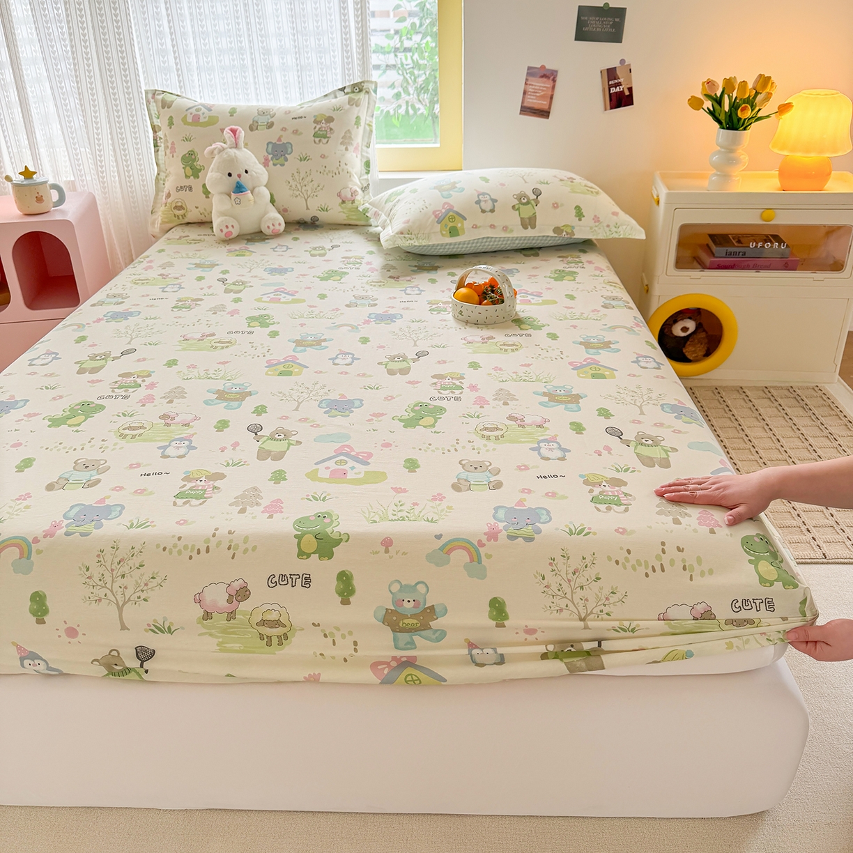 91家纺网 家纺一手货源 找家纺 壹贝家纺 2026新款全棉印花床笠系列 幸福之家