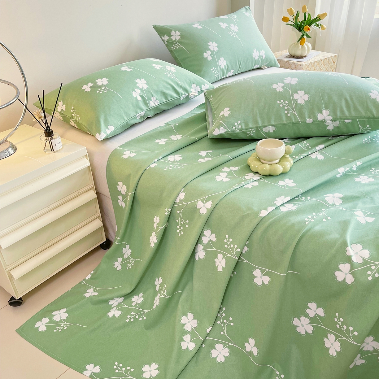 91家纺网 家纺一手货源 找家纺 金鑫汇家纺 2026新款全棉老粗布单品床单系列 优雅田园