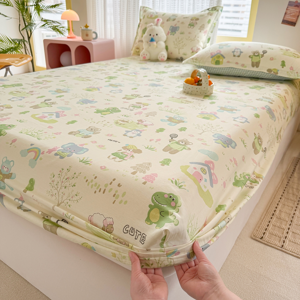 91家纺网 家纺一手货源 找家纺 壹贝家纺 2026新款全棉印花床笠系列 幸福之家