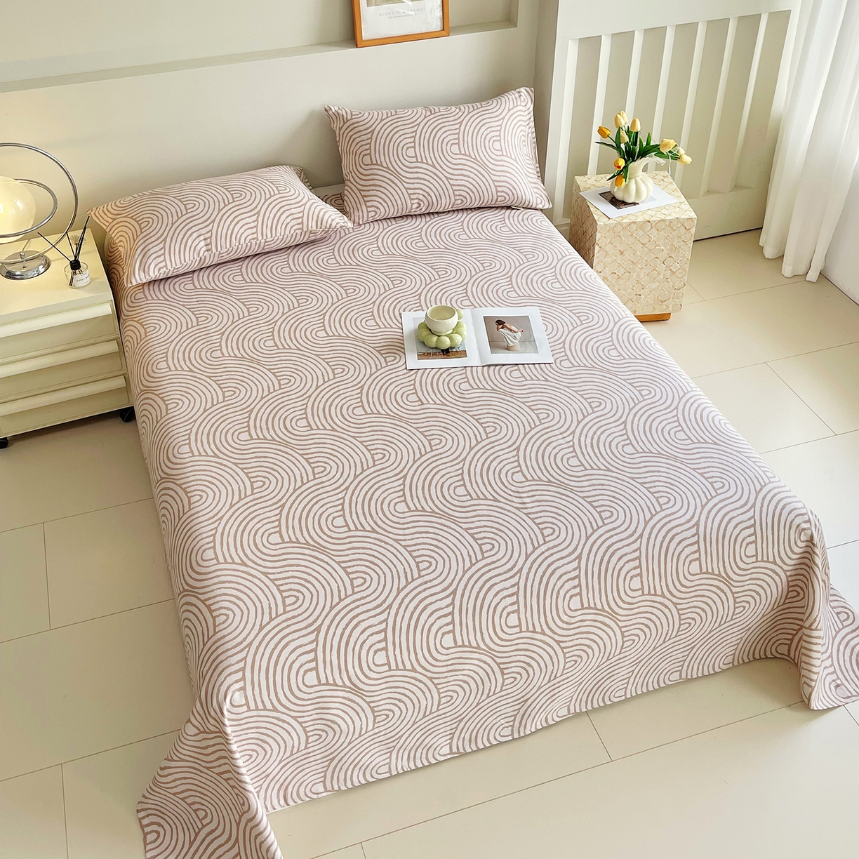 91家纺网 家纺一手货源 找家纺 金鑫汇家纺 2026新款全棉老粗布单品床单系列 木轮世界