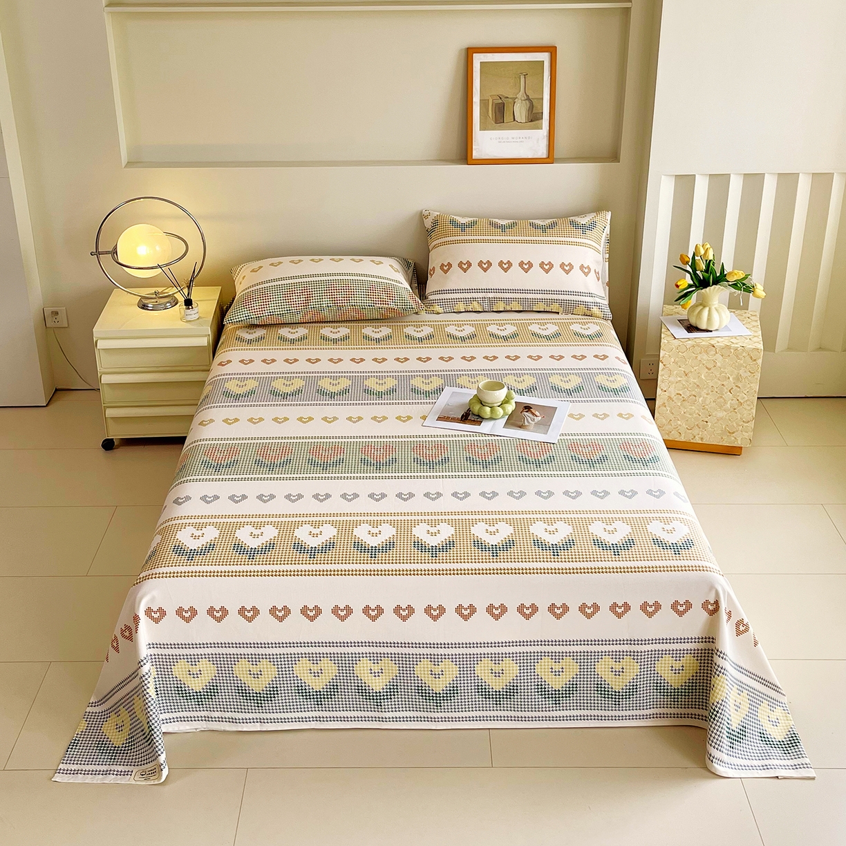 91家纺网 家纺一手货源 找家纺 金鑫汇家纺 2026新款全棉老粗布单品床单系列 同心千鸟格