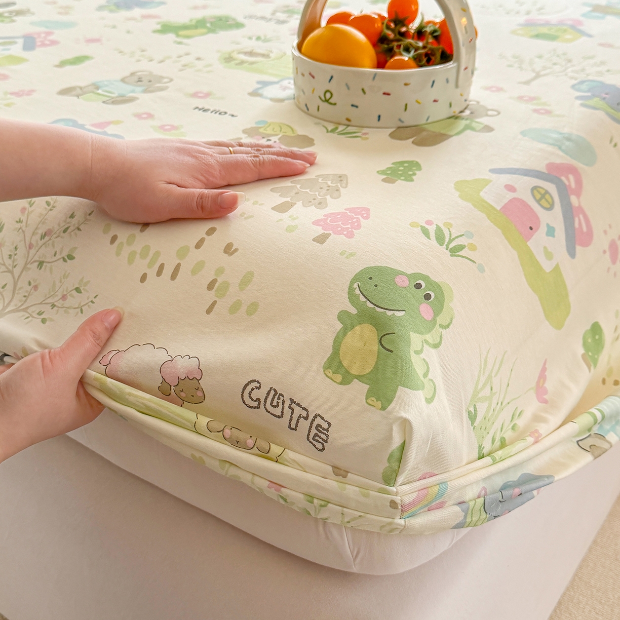 91家纺网 家纺一手货源 找家纺 壹贝家纺 2026新款全棉印花床笠系列 幸福之家