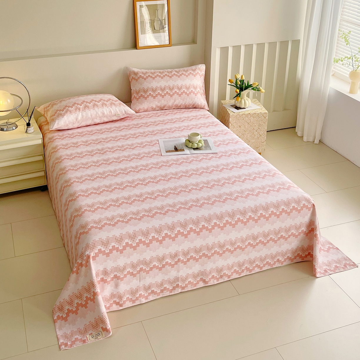 91家纺网 家纺一手货源 找家纺 金鑫汇家纺 2026新款全棉老粗布单品床单系列 燕南飞-桔