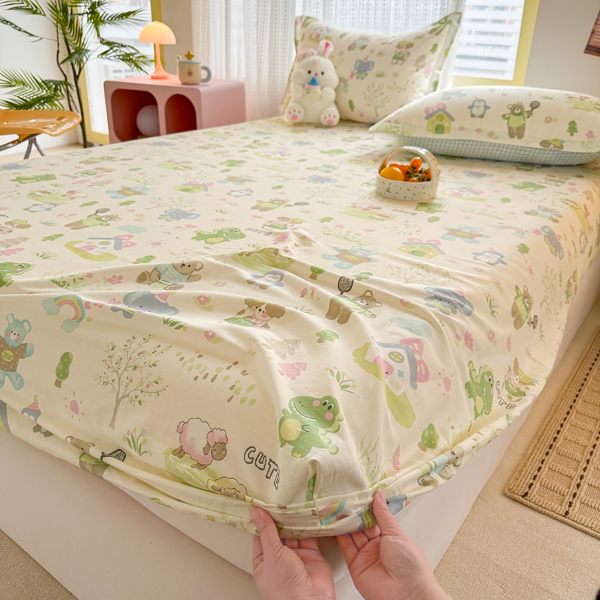 91家纺网 家纺一手货源 找家纺 壹贝家纺 2026新款全棉印花床笠系列 幸福之家