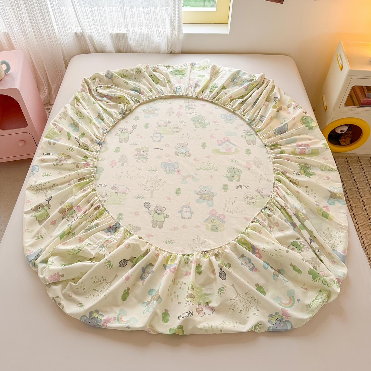 91家纺网 家纺一手货源 找家纺 壹贝家纺 2026新款全棉印花床笠系列 幸福之家