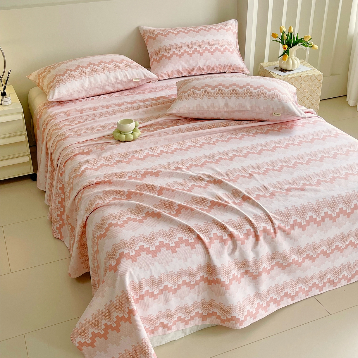 91家纺网 家纺一手货源 找家纺 金鑫汇家纺 2026新款全棉老粗布单品床单系列 燕南飞-桔