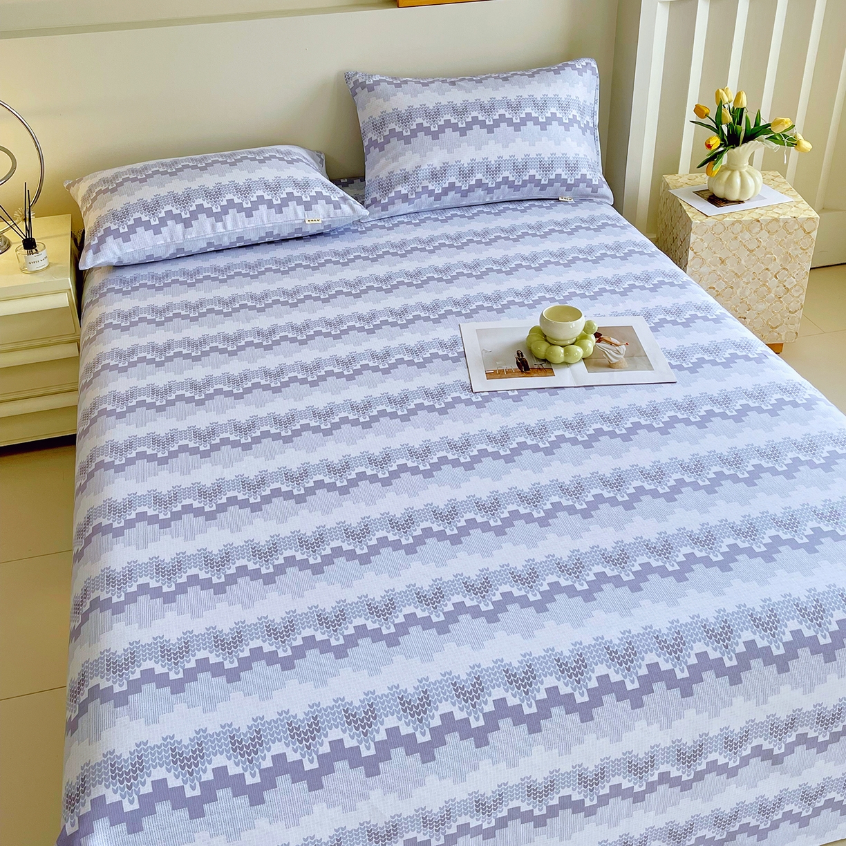 91家纺网 家纺一手货源 找家纺 金鑫汇家纺 2026新款全棉老粗布单品床单系列 燕南飞-蓝