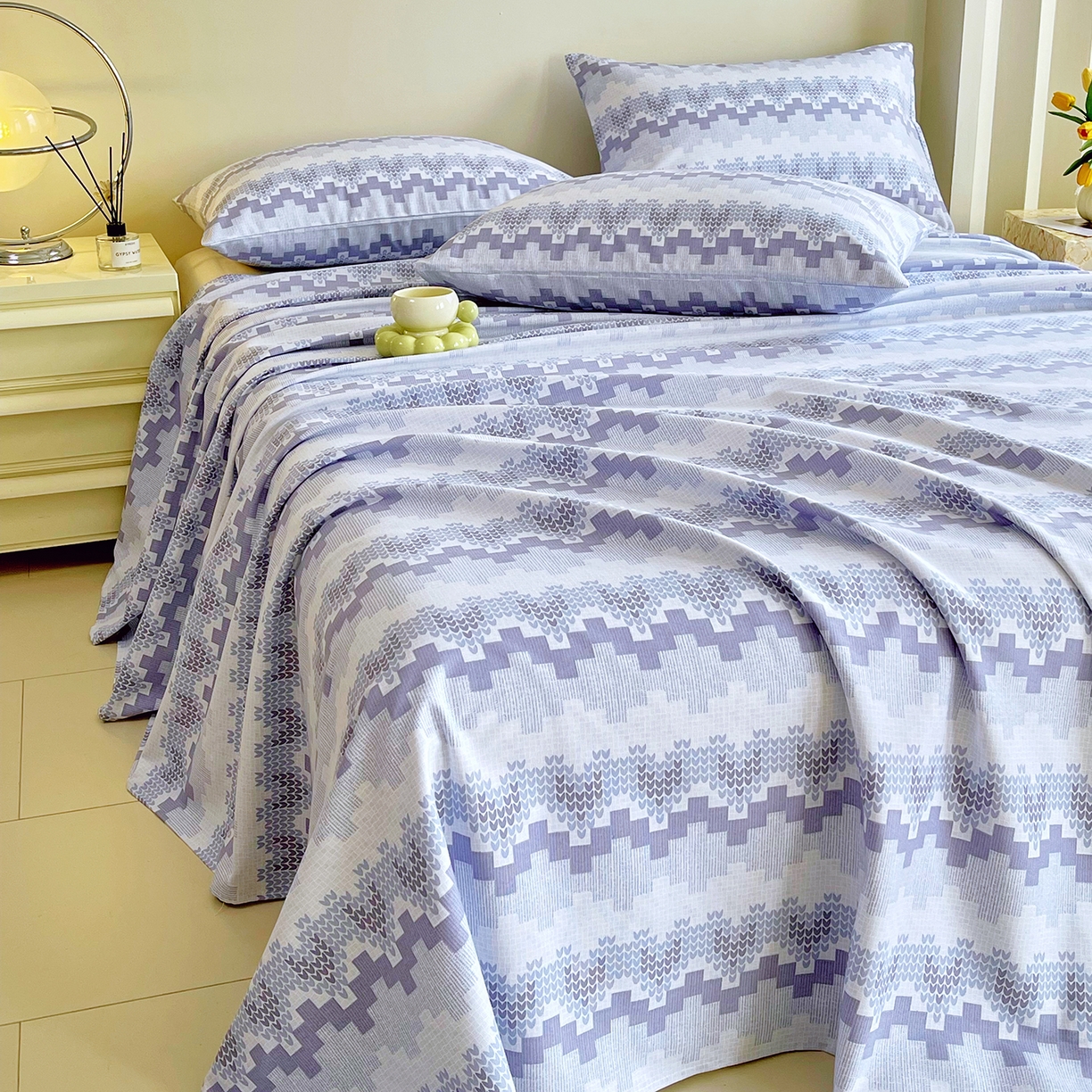 91家纺网 家纺一手货源 找家纺 金鑫汇家纺 2026新款全棉老粗布单品床单系列 燕南飞-蓝