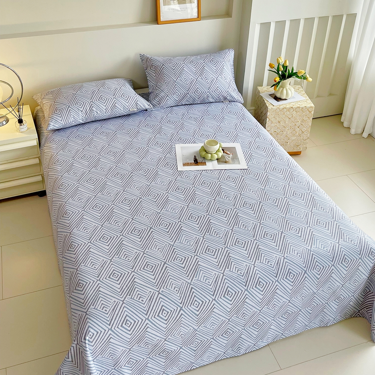 91家纺网 家纺一手货源 找家纺 金鑫汇家纺 2026新款全棉老粗布单品床单系列 梦幻迷宫-灰