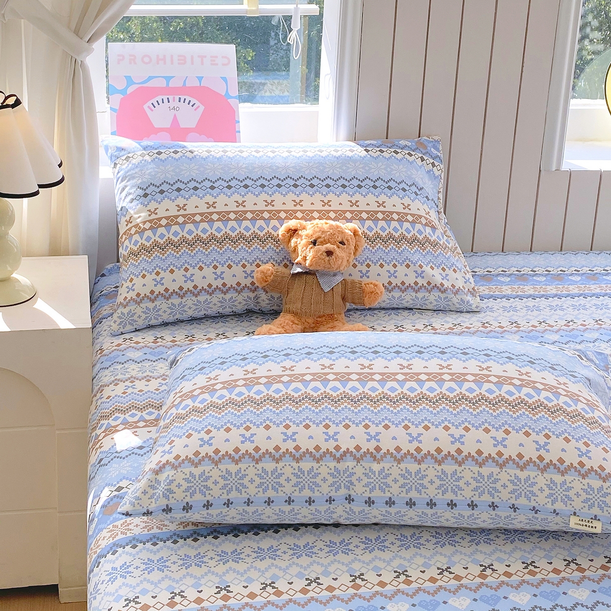 91家纺网 家纺一手货源 找家纺 金鑫汇家纺 2026新款全棉老粗布单品床单系列 星辰-蓝