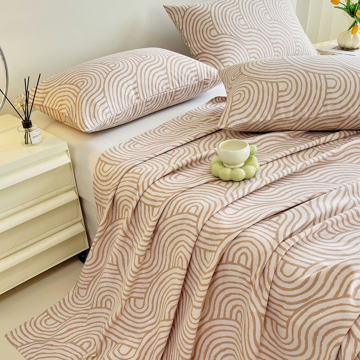 91家纺网 家纺一手货源 找家纺 金鑫汇家纺 2026新款全棉老粗布单品床单系列 木轮世界