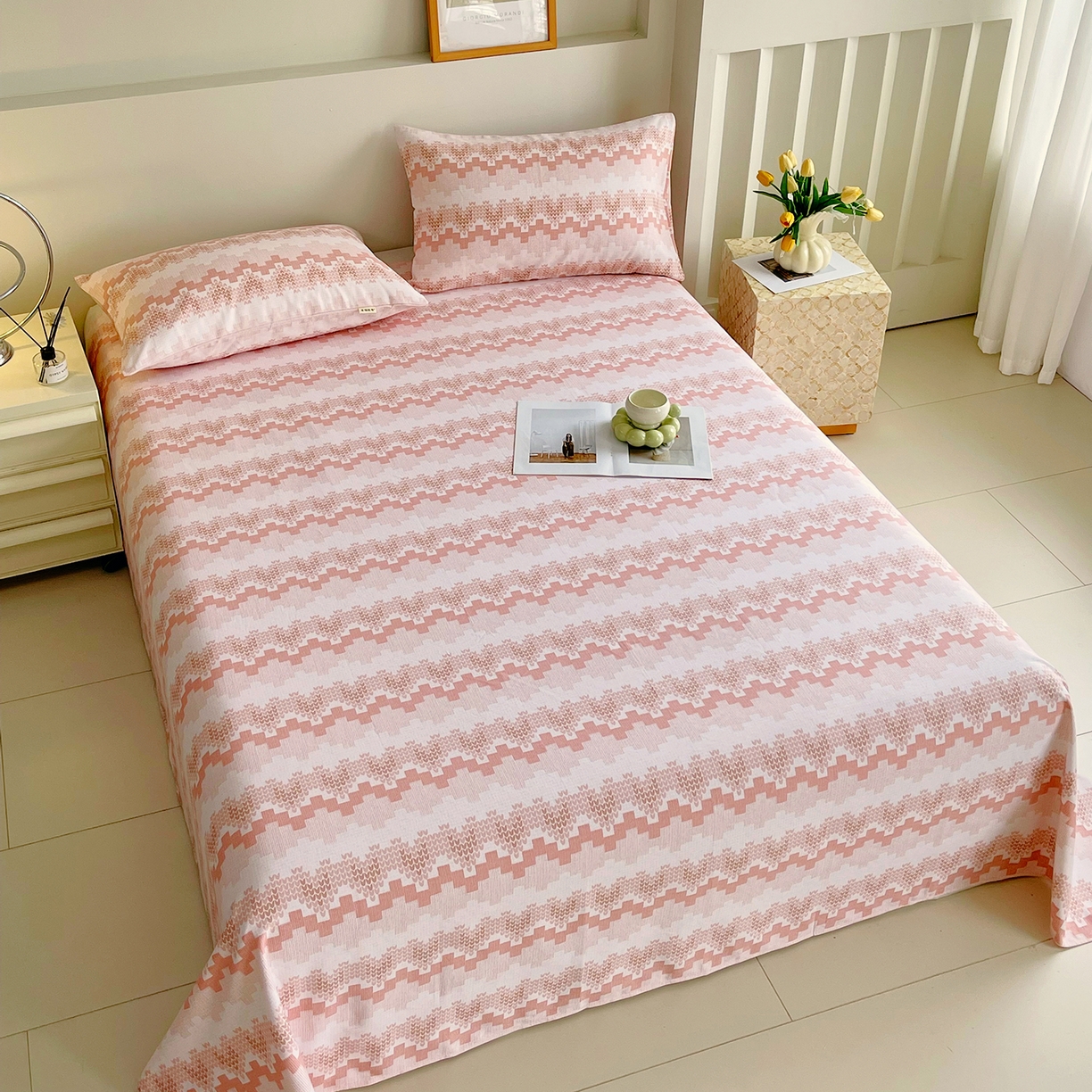 91家纺网 家纺一手货源 找家纺 金鑫汇家纺 2026新款全棉老粗布单品床单系列 燕南飞-桔