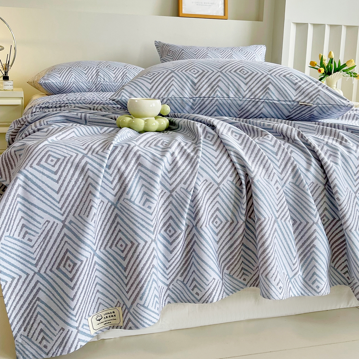 91家纺网 家纺一手货源 找家纺 金鑫汇家纺 2026新款全棉老粗布单品床单系列 梦幻迷宫-灰