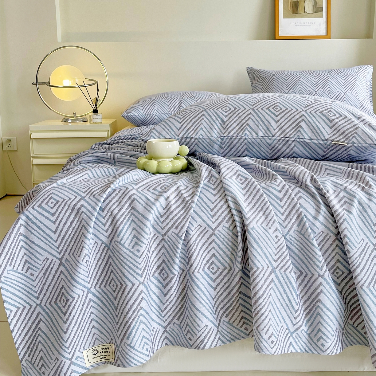 91家纺网 家纺一手货源 找家纺 金鑫汇家纺 2026新款全棉老粗布单品床单系列 梦幻迷宫-灰