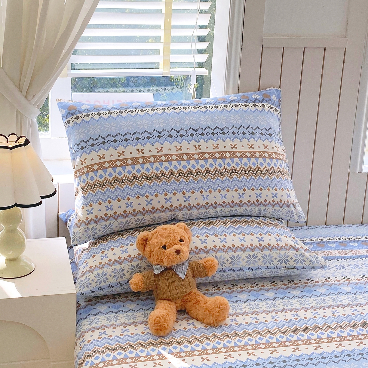 91家纺网 家纺一手货源 找家纺 金鑫汇家纺 2026新款全棉老粗布单品床单系列 星辰-蓝