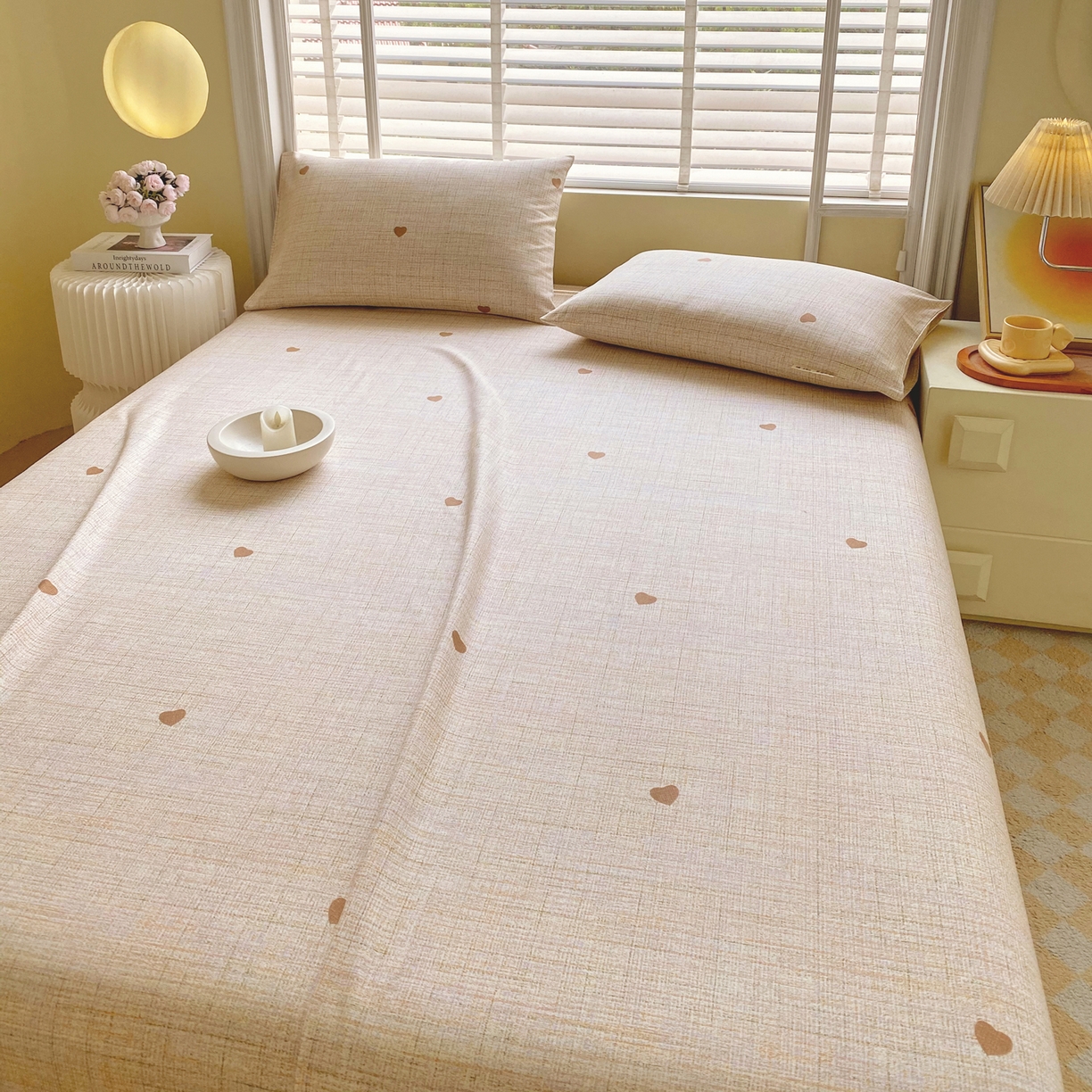 91家纺网 家纺一手货源 找家纺 金鑫汇家纺 2026新款全棉老粗布单品床单系列 心之恋