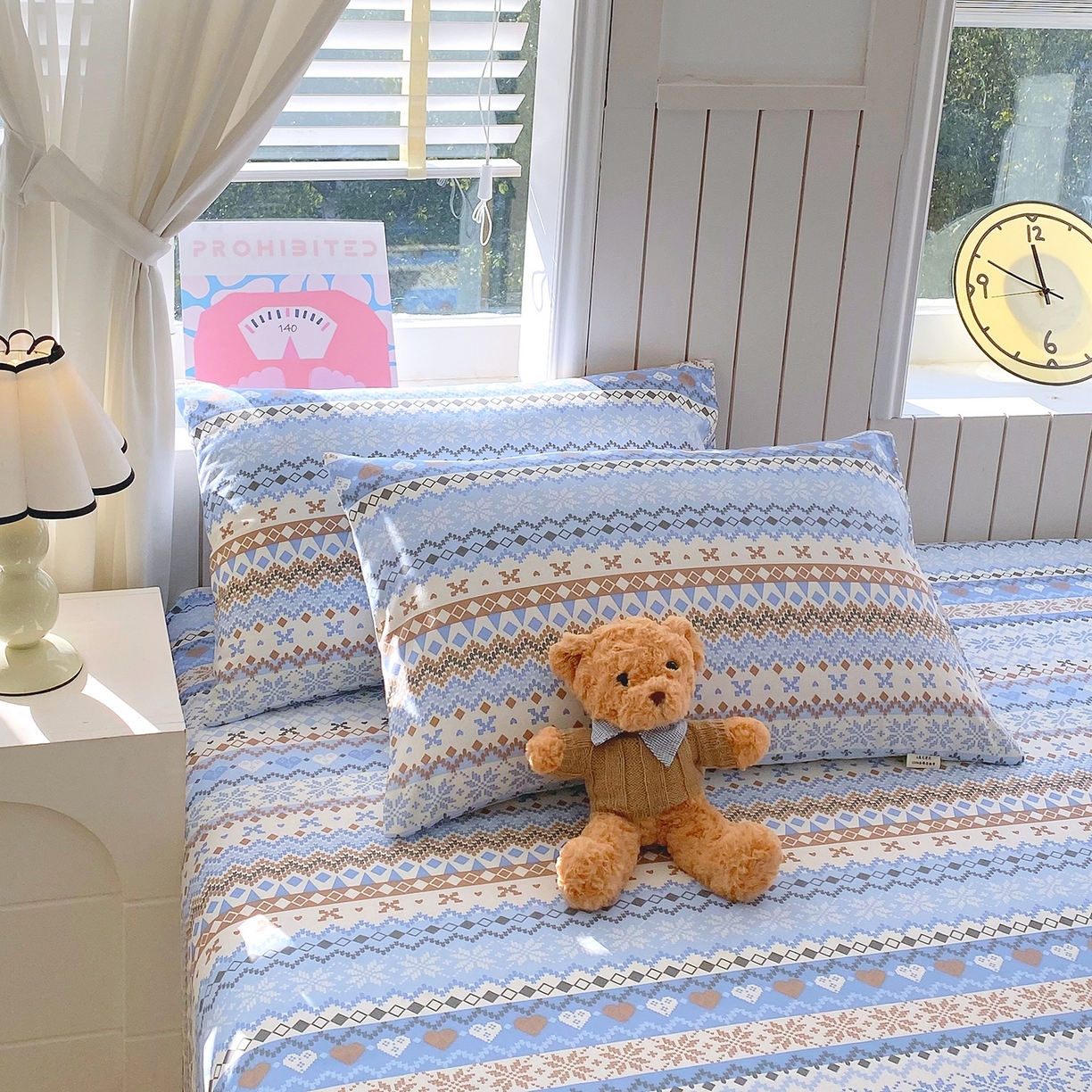 91家纺网 家纺一手货源 找家纺 金鑫汇家纺 2026新款全棉老粗布单品床单系列 星辰-蓝