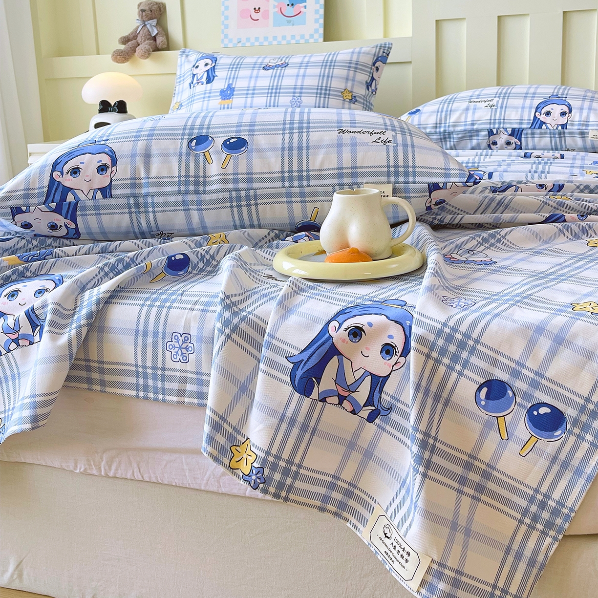 91家纺网 家纺一手货源 找家纺 金鑫汇家纺 2026新款全棉老粗布单品床单系列 谦逊敖丙